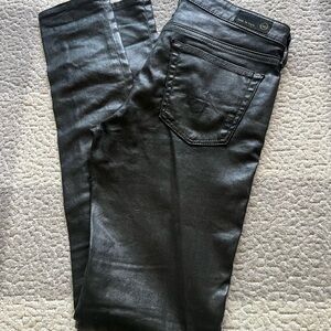 AG the Legging Ankle Super Skinny Coated Pant Black mid-rise